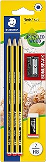 STAEDTLER 120 SBK3P1 Noris Edição Limitada Feliz Aniversário - Blister com 3 lápis de grafito HB, 1 Borracha de borrar + GRÁTIS 1 Afiador de lápis
