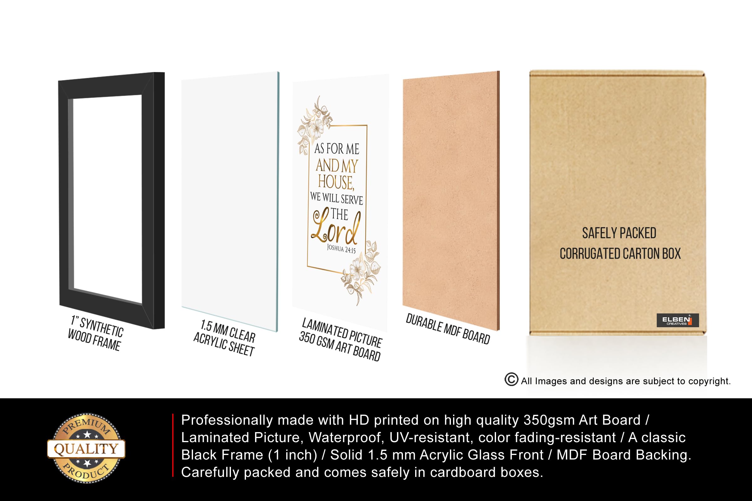 Elben Creatives Bible Verses Frame: As for me and my house, we will serve the Lord - Joshua 24:15 Christian Photo Frames/Christian Home Decor/Christian Gift 2