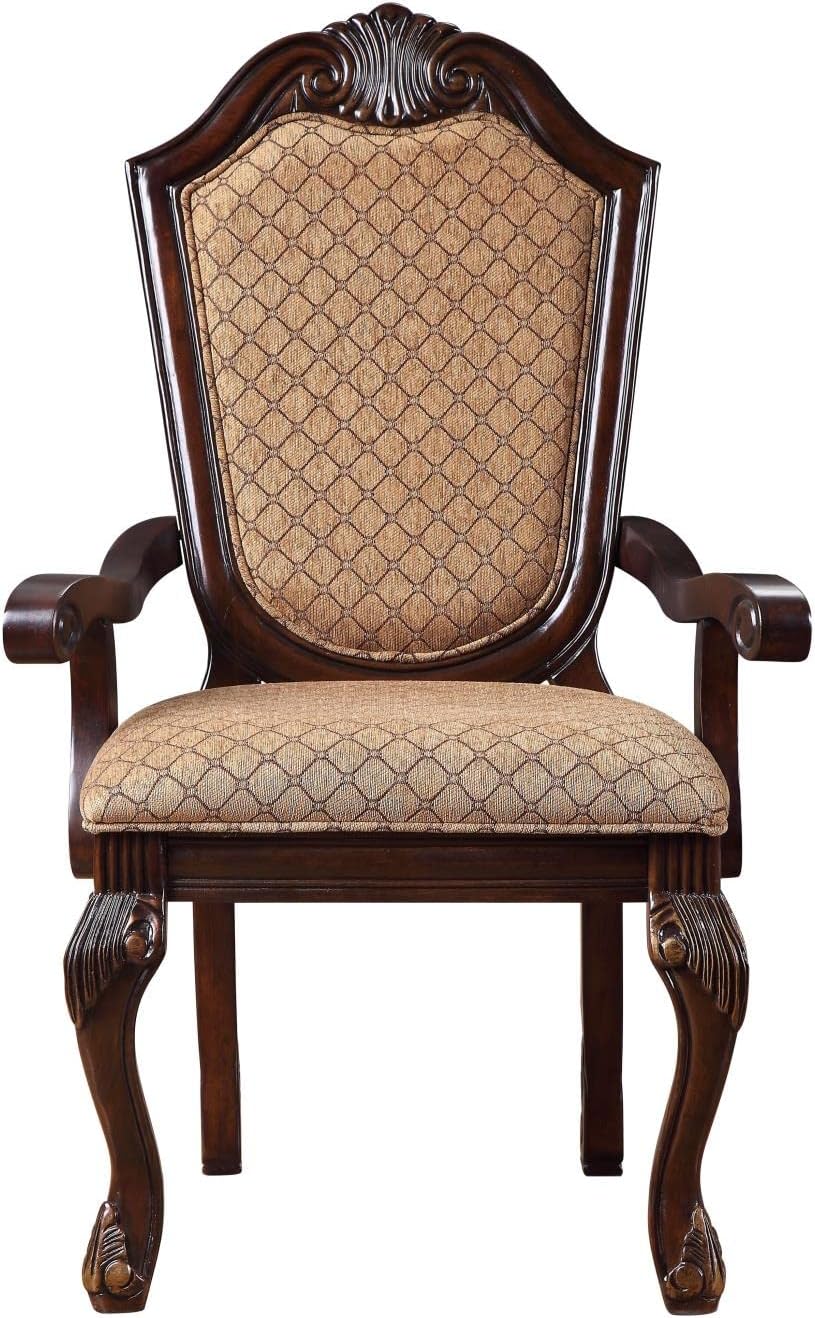 Chateau De Ville Arm Chair (Set-2) in Fabric & Espresso
