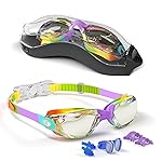 Hurdilen Kids Swim Goggles, Swimming Goggles for Kids with Nose Clip, Earplugs, Nose Bridge for Age 3-15