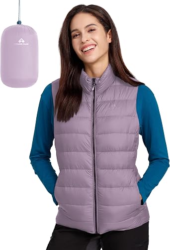 Pioneer Camp Puffer Vest Women Lightweight Packable Sleeveless Bubble Quilted Zip Up Padded Warm Winter Outerwear Puffy Vests