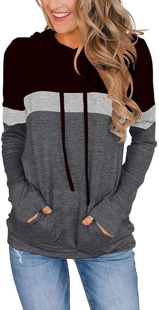 MIXSHE Womens Color Block Lightweight Hoodie