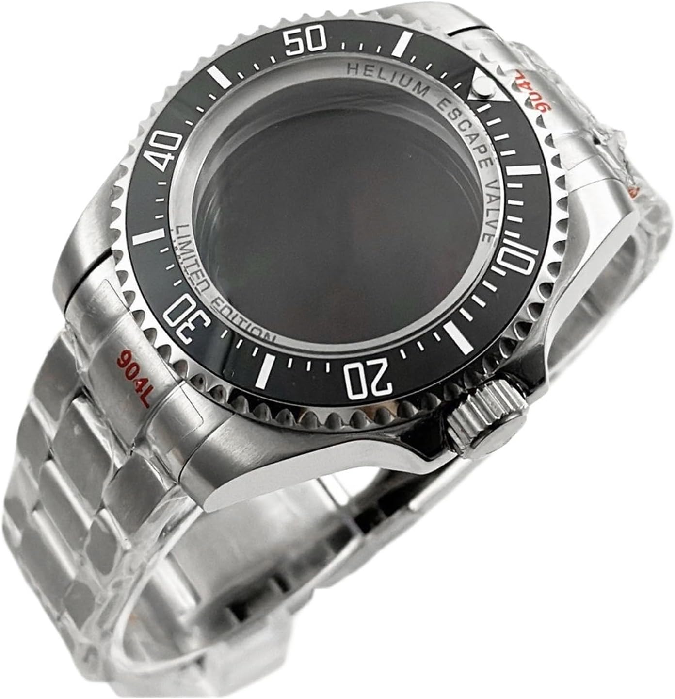 44MM NH35 NH36 NH34 NH38 NH39 NH70 NH72 Silver Sapphire Crystal Big Watch Case With Bracelet Compatible