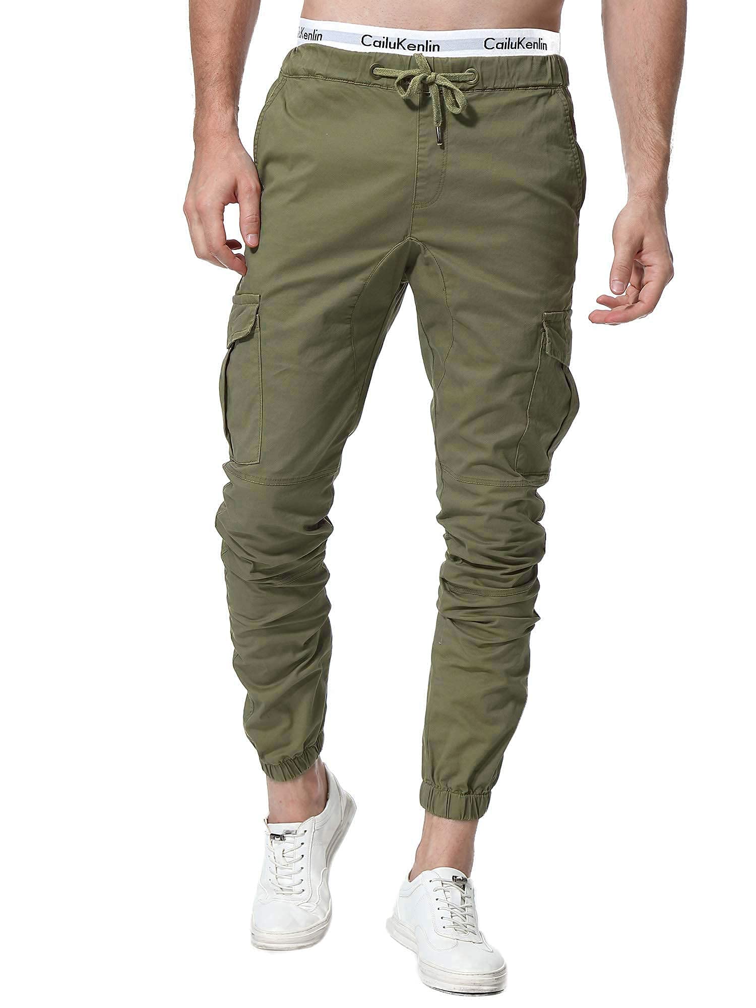 Zoerea Pantaloni Uomo Lunghi con Coulisse Tasche Laterali Maschio Cargo Pants Casual Sport Trousers