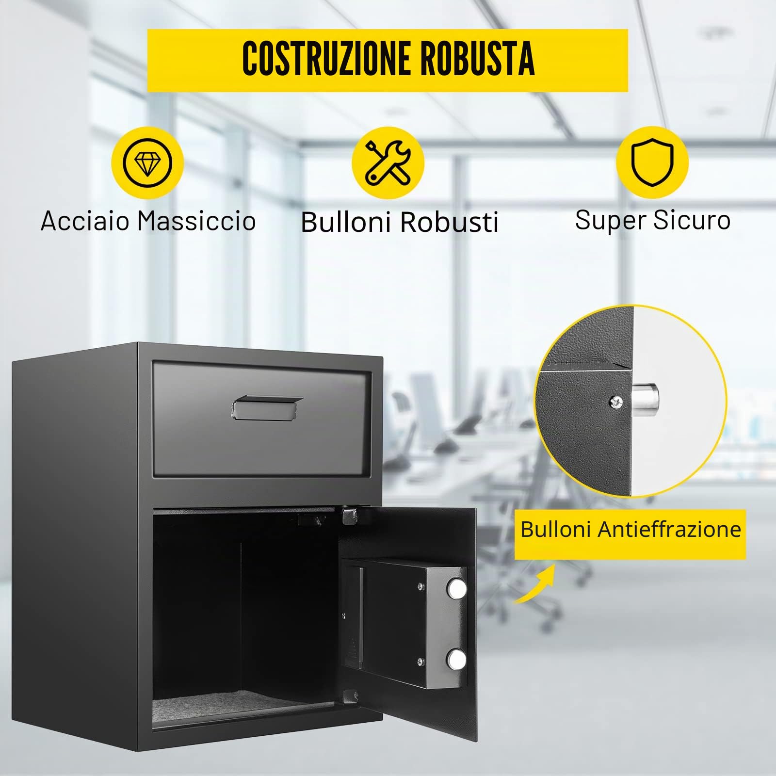 VEVOR Cassaforte da Armadio 36x30x45CM, da Mobile Con Slot di Rilascio, da Cassetto in Acciaio, Elettronica Con Borsa per Documenti Ignifuga, per Gioielli, Contanti