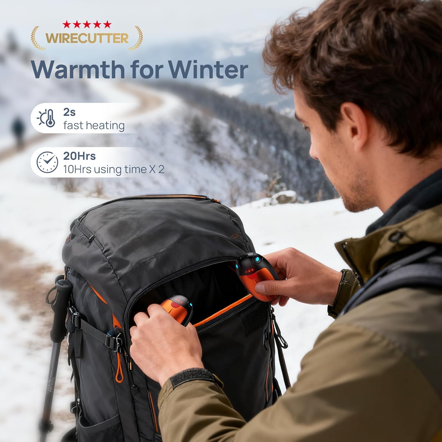 Hand Warmers Rechargeable, 2 Pack Portable Pocket Hand Warmers, 20Hrs Long Heating Double Warm Electric Handwarmers, Reusable Heater for Outdoors, Camping, Hunting, Golf, Fishing - Image 6