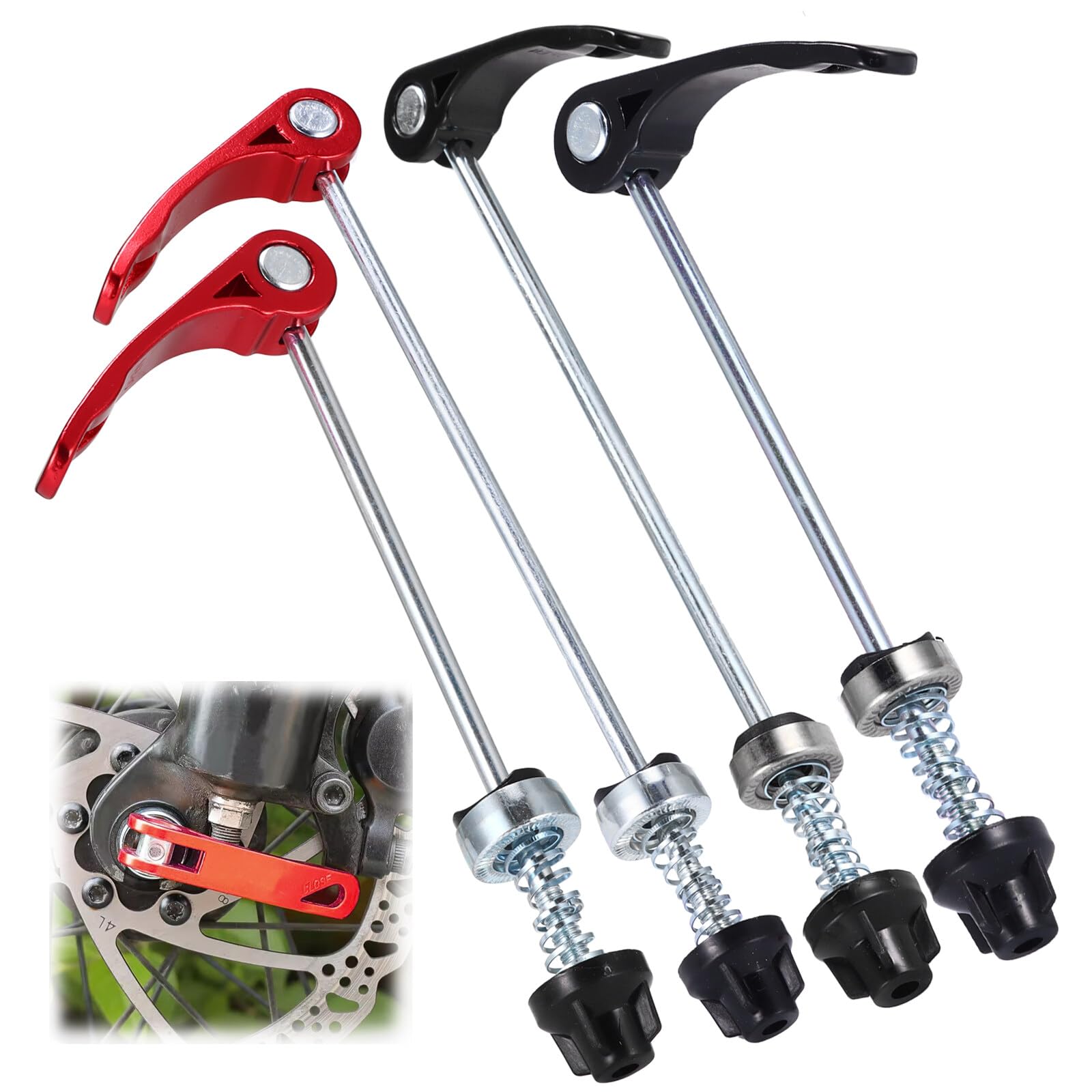 XiangSKYQuick Release Skewer, 2 pair Wheel Hub Front and Rear Skewers, Bolt Lever Bike Quick Release Axle Bicycle Wheel Hub Front and Rear Skewers Clip Bolt Lever for Road Mountain Bicycle MTB
