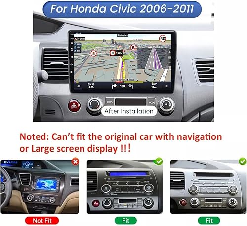 Miniatura 2 de Radio de coche Android para Honda Civic 2006-2011 Estéreo de coche 10.1 Pantalla táctil Estéreo GPS Navegación para coche Android Unidad principal