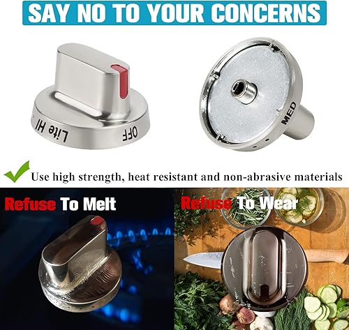 Miniatura 4 de 5 pomos de estufa de acero inoxidable 100% DG64-00472A DG64-00347A para estufa de gas Samsung Range DG64-00473A, DG64-00347A, DG64-00347B, reemplaza