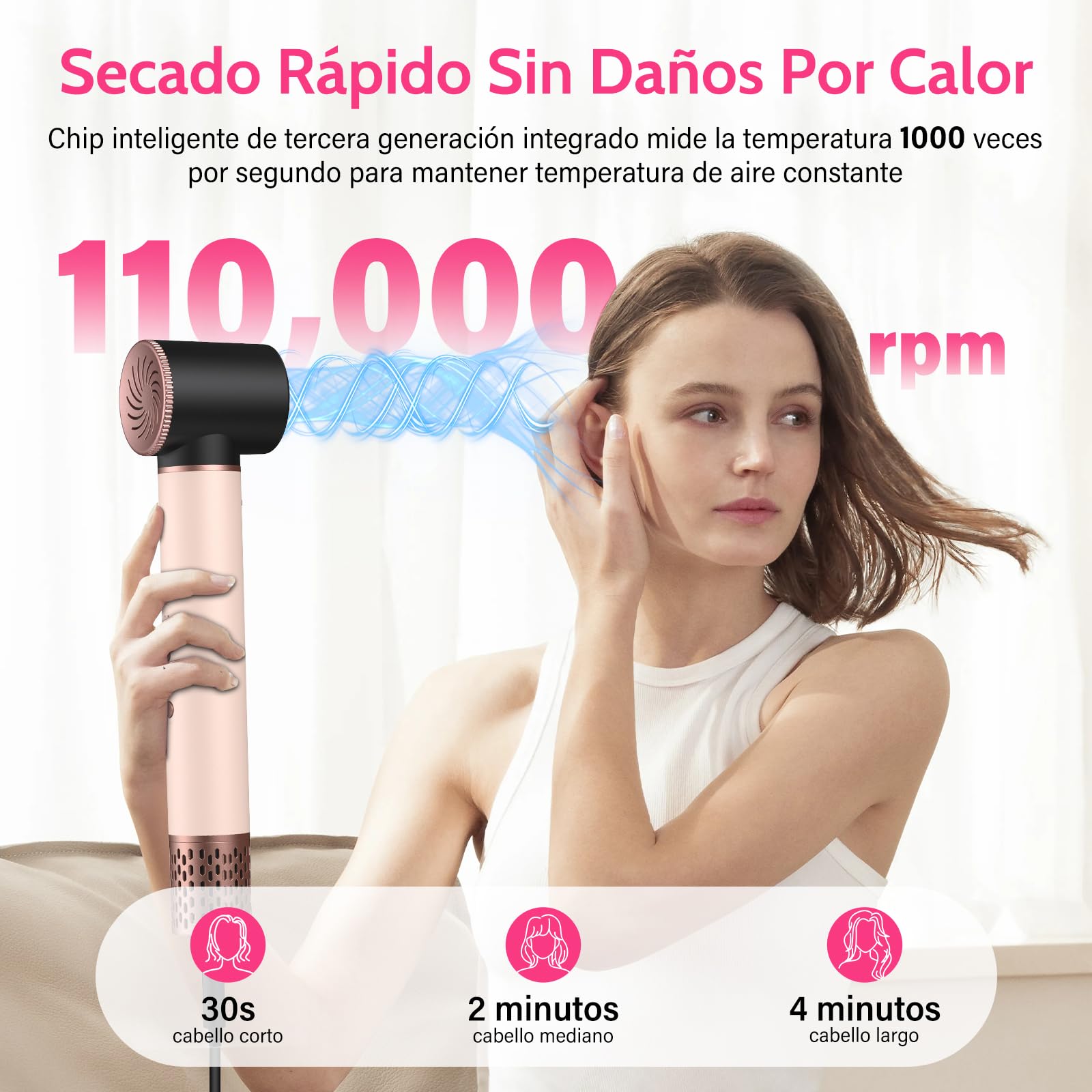 Cepillo Secador de Pelo 6 en 1, Moldeador Multifunción de Alta Velocidad 1400W con Secador Iónico, Rizador Automático, Cepillo de Aire Caliente y Alisador para Alisar, Rizar, Volumen y Viaje | Juego de cepillos para peinar el cabello
