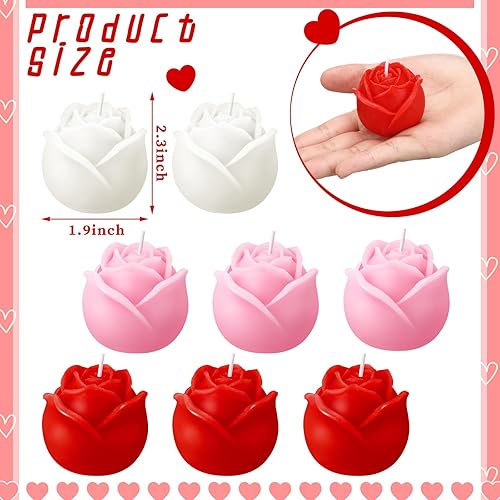 Miniatura 2 de 8 velas de San Valentín con forma de rosa, velas aromáticas de aromaterapia en forma de rosa para San Valentín, despedida de soltera, boda,