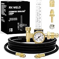 RXWELD Argon Regulator Flowmeter with 6.6Ft Hose for MIG TIG Welding - CGA580 Compatible Brass Gauge 10-60 CFH