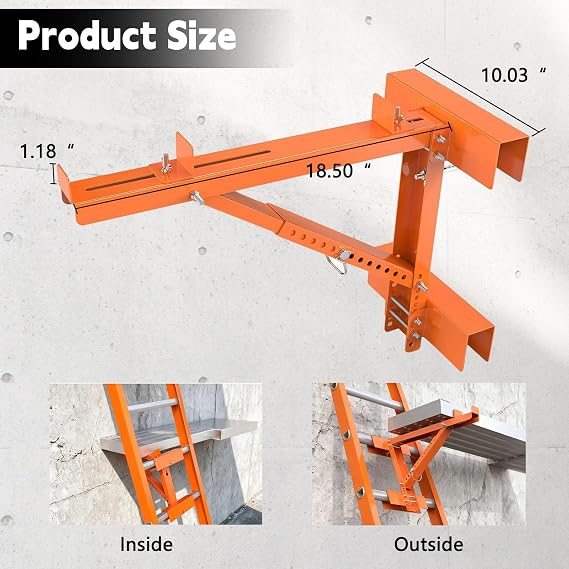 2Pcs Ladder Jack Scaffold Boards, Adjustable Ladder Stand Off Strong Load Bearing 250LBs, Steel Ladder Clamps Portable Tripod Ladder for Window Repair Wall Panel Painting