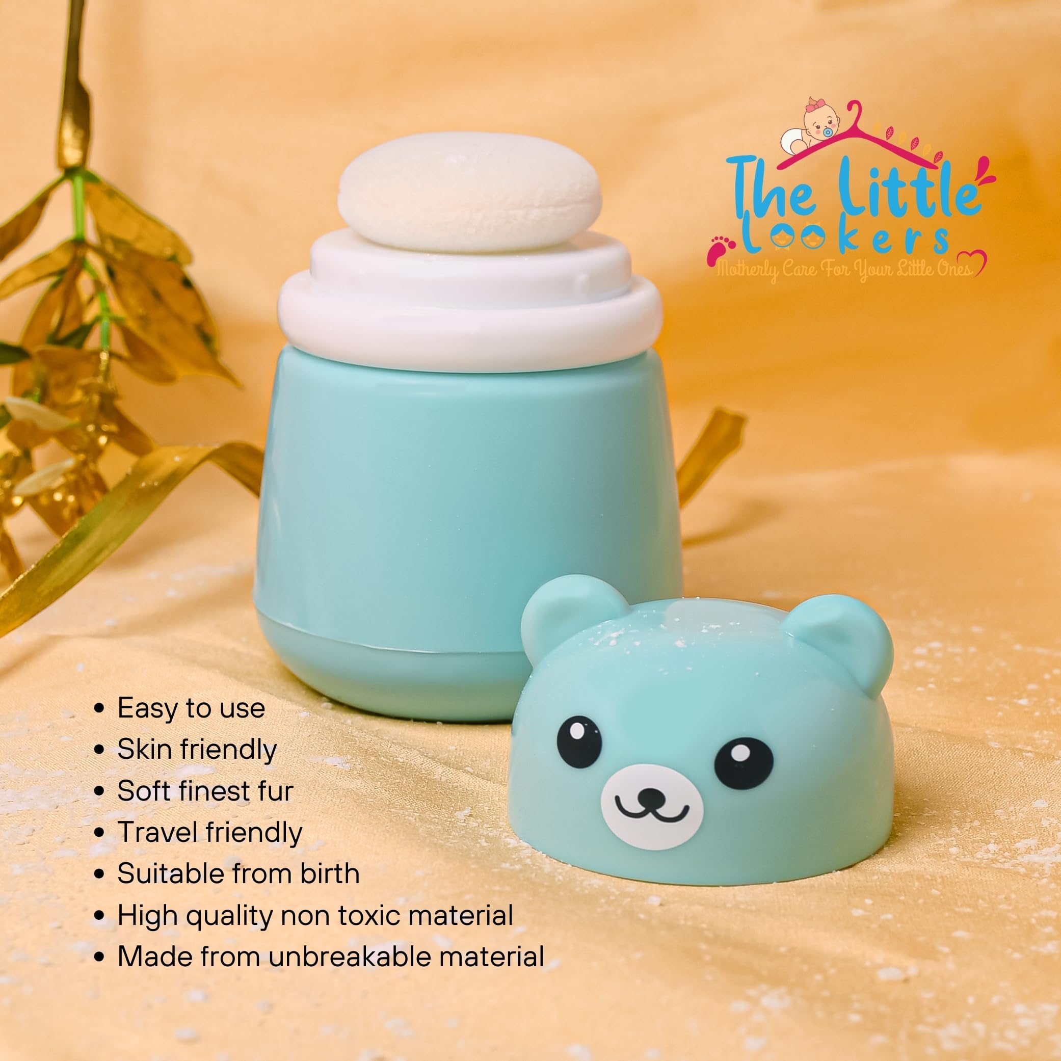 THE LITTLE LOOKERS Portable Baby Skin Care Baby Powder Puff With Box Holder Container For New Born Baby Face & Body (Pink & Blue) - Image 5 thumbnail