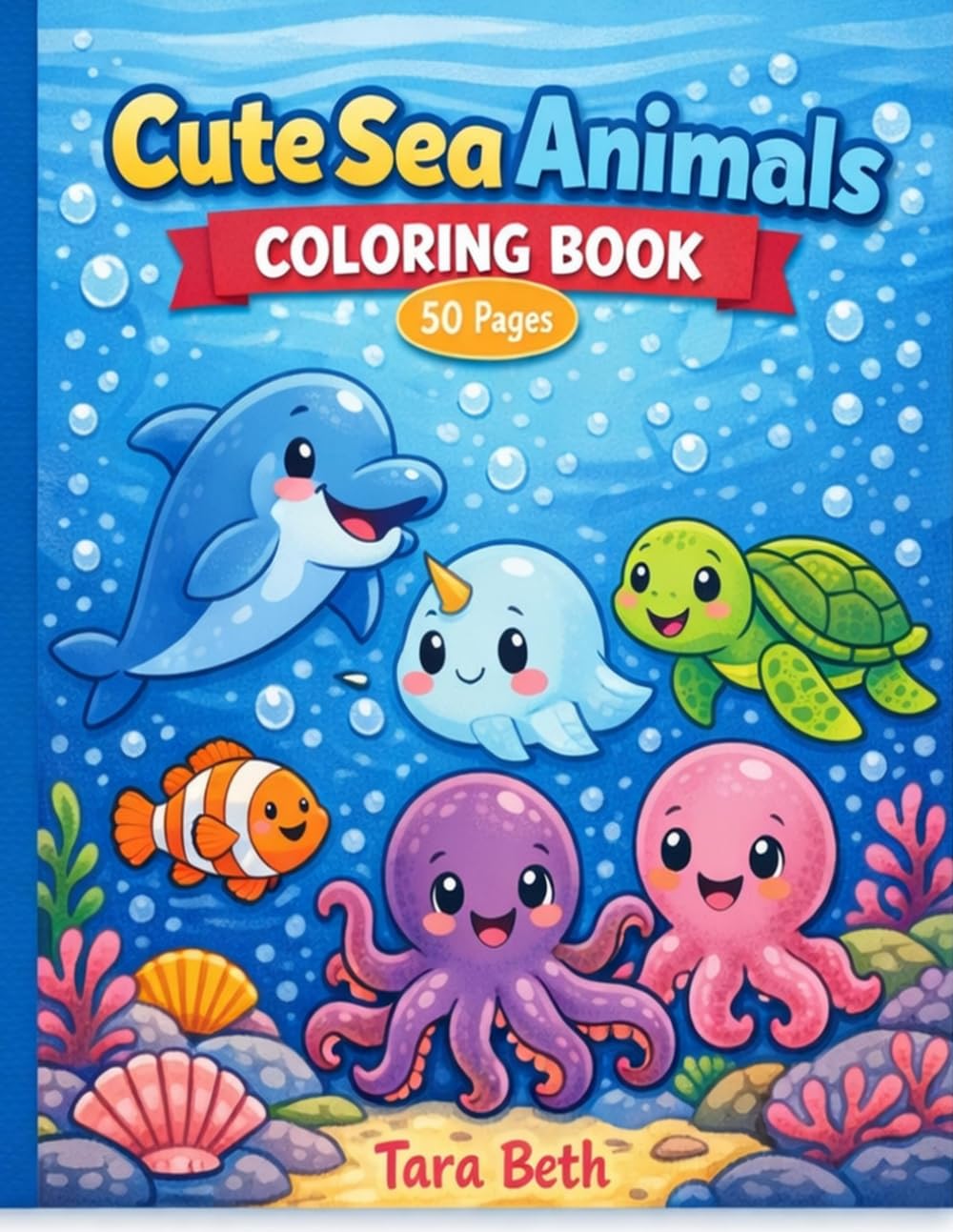 Cute Sea Animals Coloring Book: for Kids Ages 2-4 (Relax and Color: Mindful Moments Coloring Pleasant Scenes)