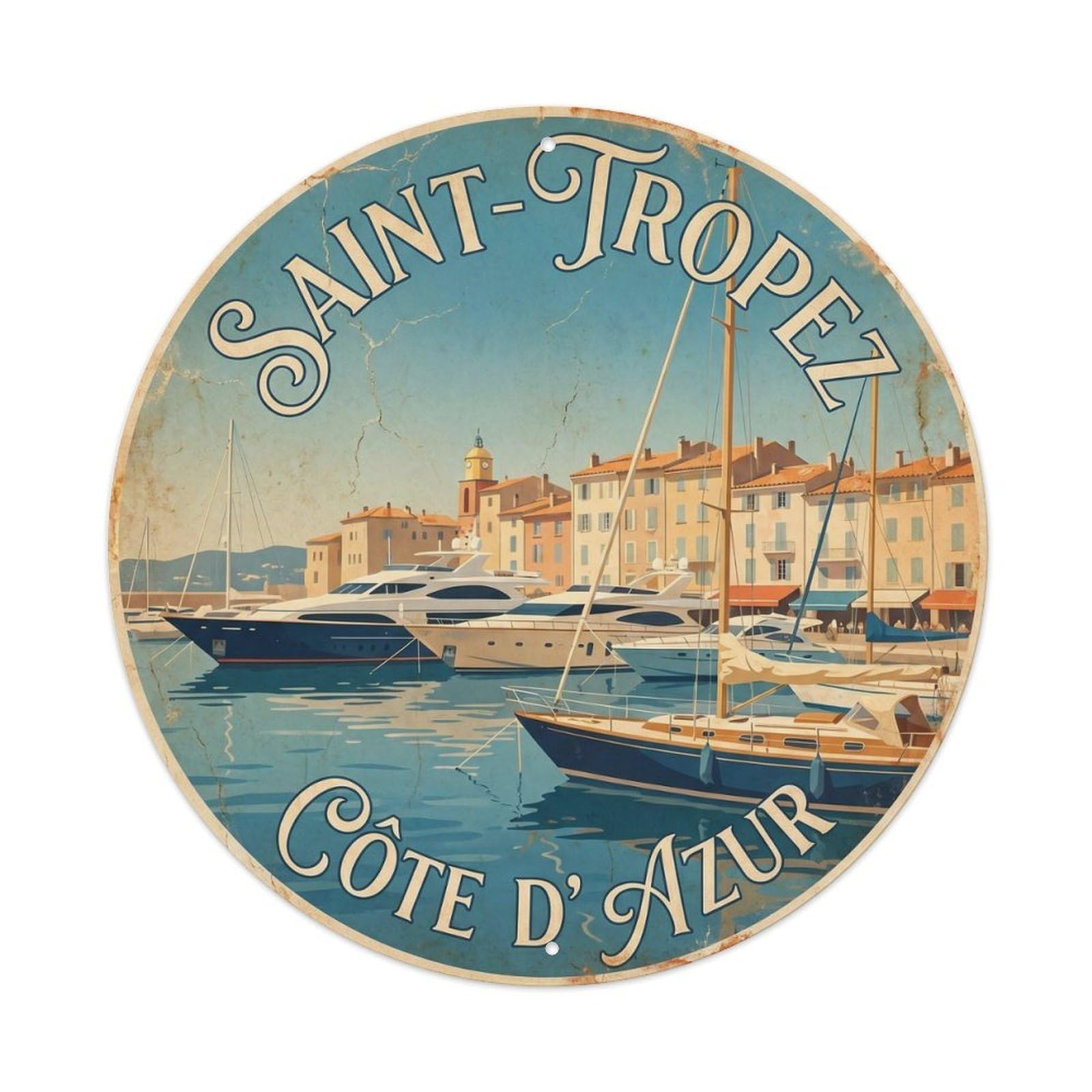 Vintage Travel Riviera Beach Resort Metal Tin Sign Plaque