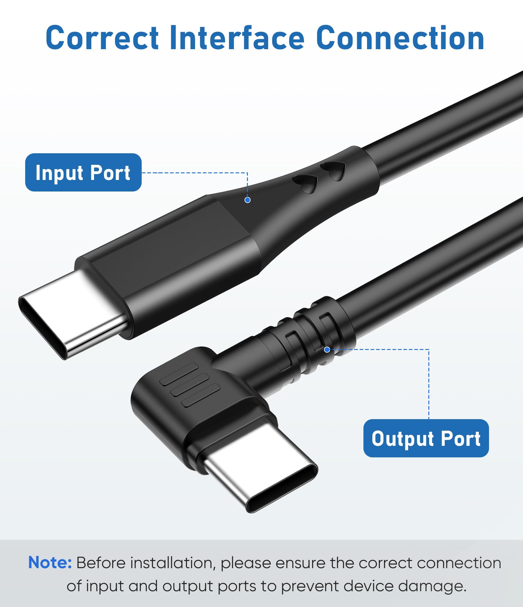 Dashcam-Netzkabel, USB-C auf USB-C-Dashcam-Ladekabel, dickeres geschirmtes Spiegelkamera-Ladekabel, 90 Grad Typ C, Ersatznetzkabel, Auto-Dashcam-Netzadapter, 3 m
