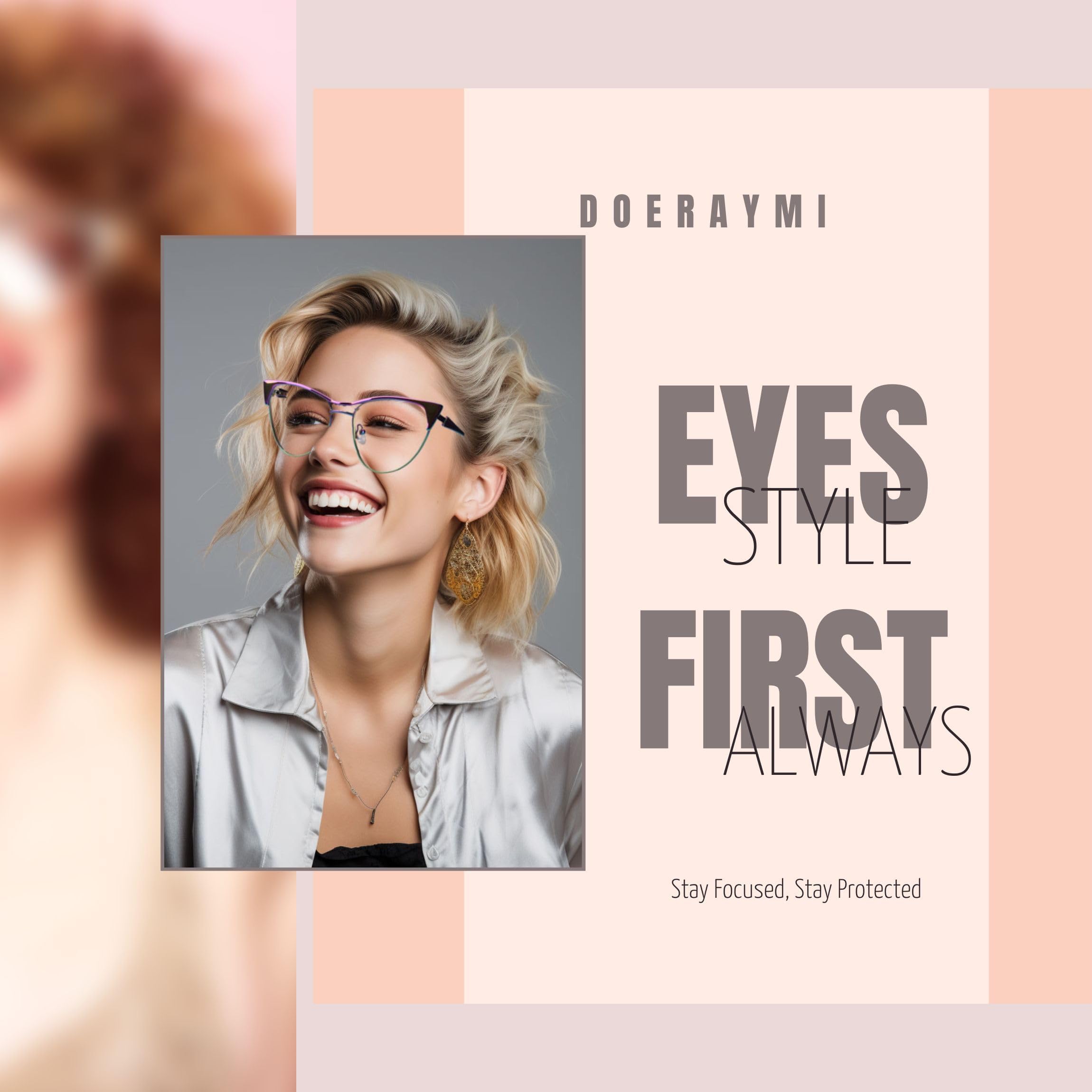 Blaue Blockerbrille für Damen, Blaulicht-Brille mit Katzenaugen-Rahmen für Stil, Komfort, Augenbelastung Entlastung