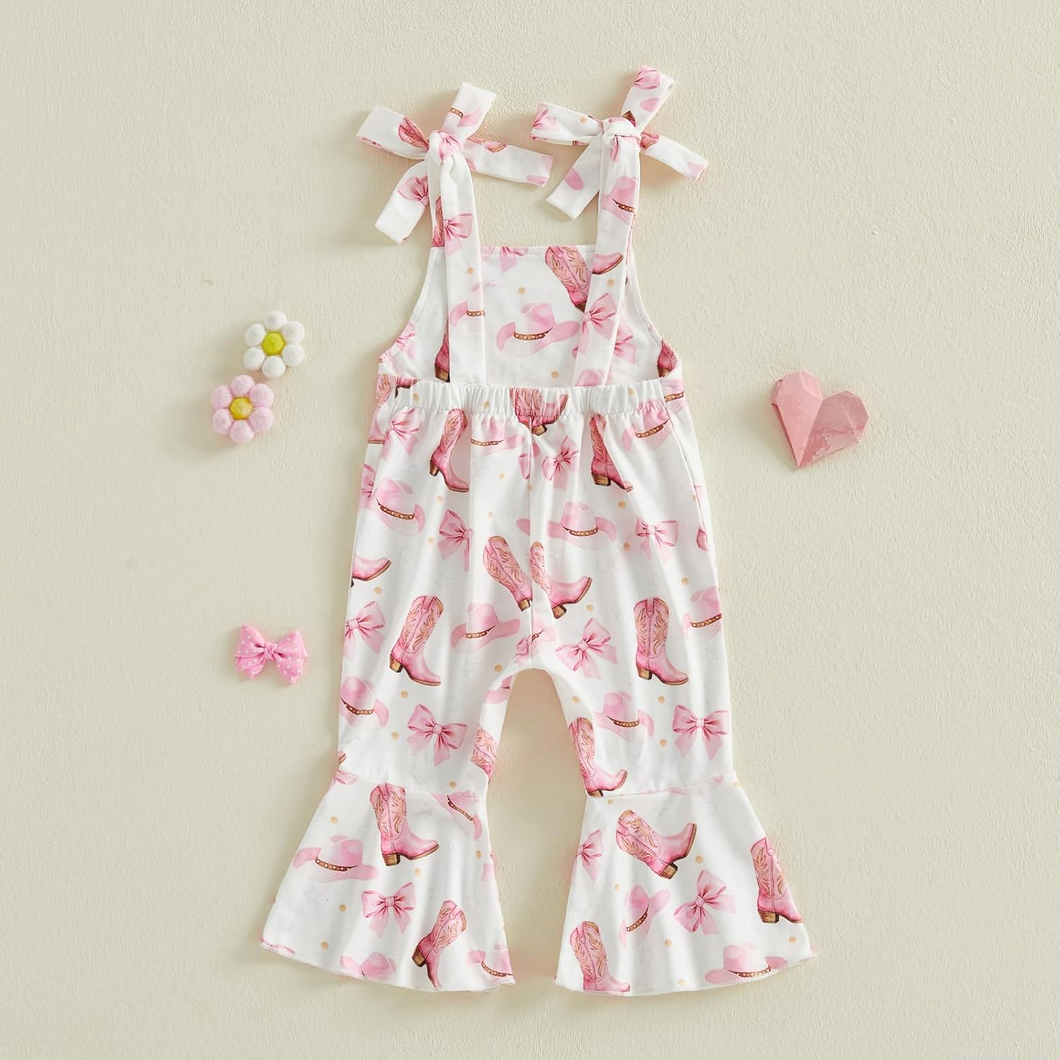 Cowgirl Outfits Toddler Girls Bell Bottom Romper Bee Overalls Floral Flare Pants Jumpsuit Western Baby Clothes