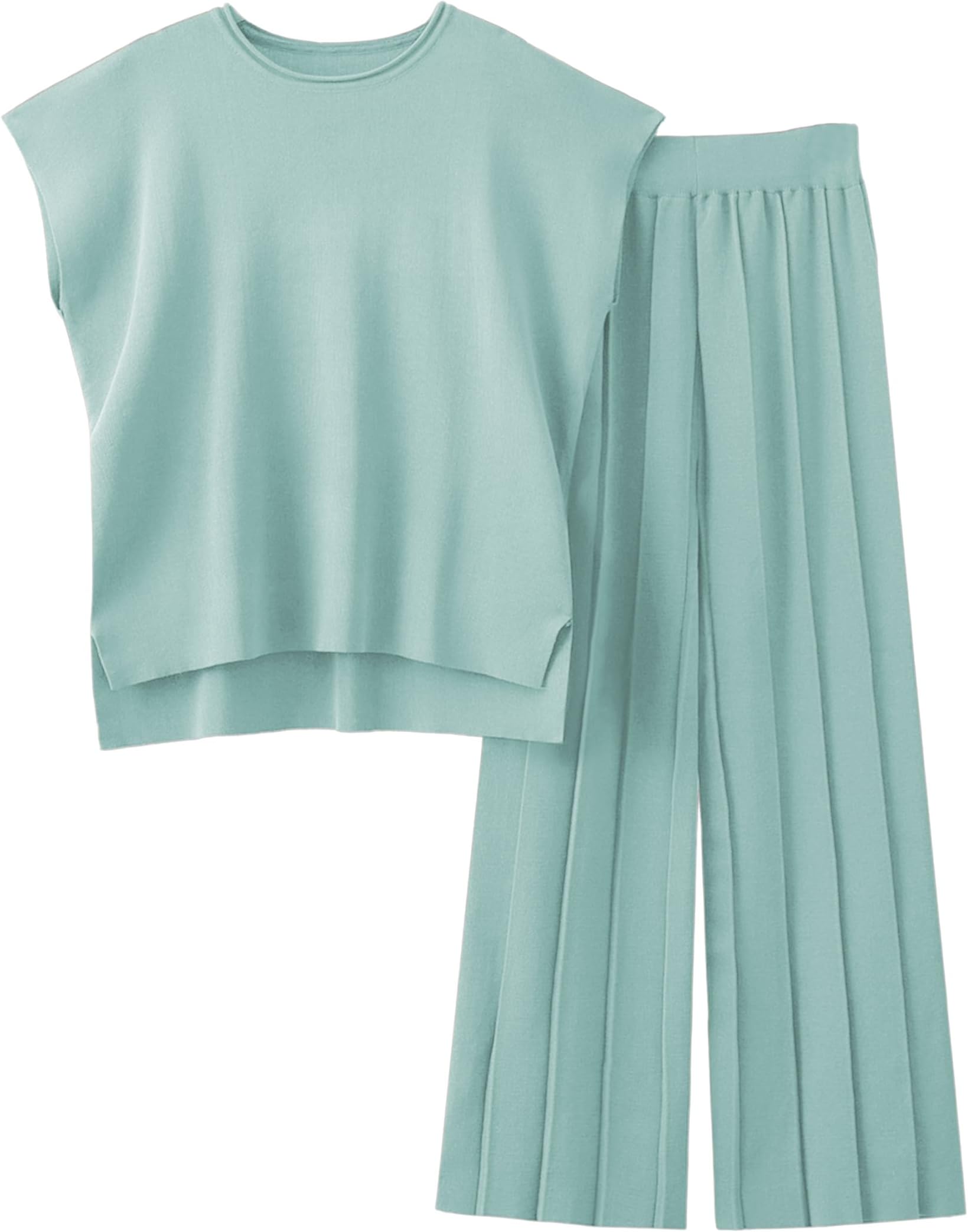 Tanming Women's 2 Piece Outfits Sweater Set Knit Pullover Tops High Waisted Pants Sweatsuits Lounge Set