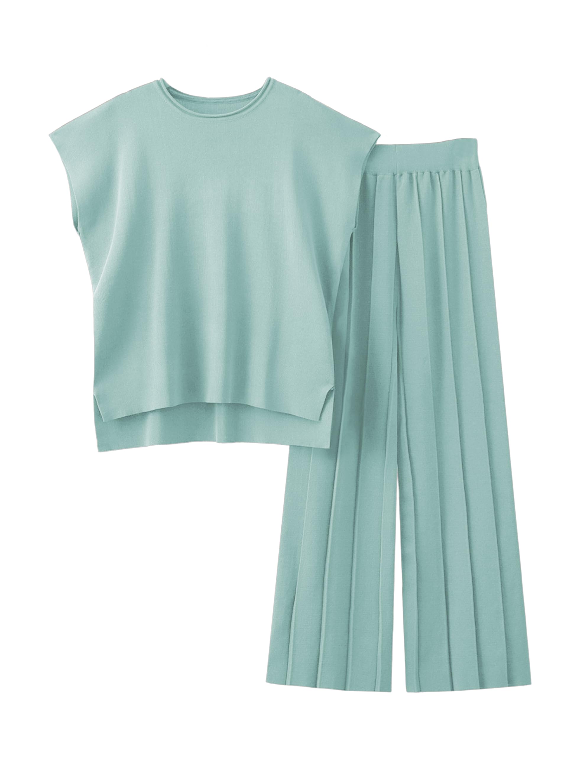 Tanming Women's 2 Piece Outfits Sweater Set Knit Pullover Tops High Waisted Pants Sweatsuits Lounge Set