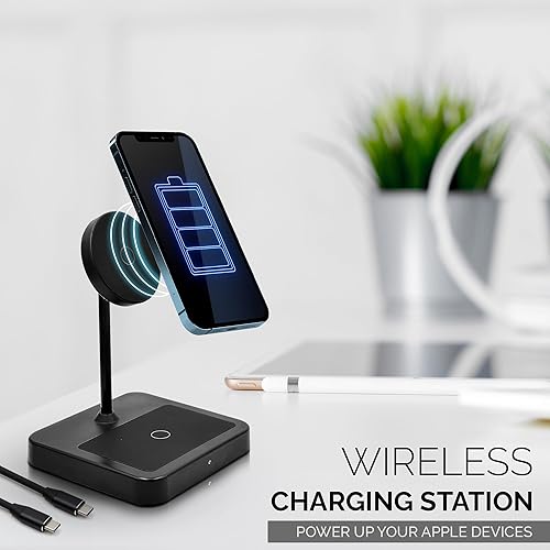 Miniatura 2 de Estación de carga inalámbrica  Cargador inalámbrico 2 en 1  Cargador magnético ajustable  Compatible con iPhone 15 14 13 12 series y AirPods