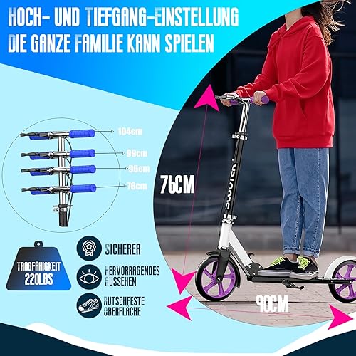 Miniatura 6 de Patinete plegable rápido de aleación de aluminio para adolescentes y adultos, con marco de soporte para pies, diseño de absorción de impactos,