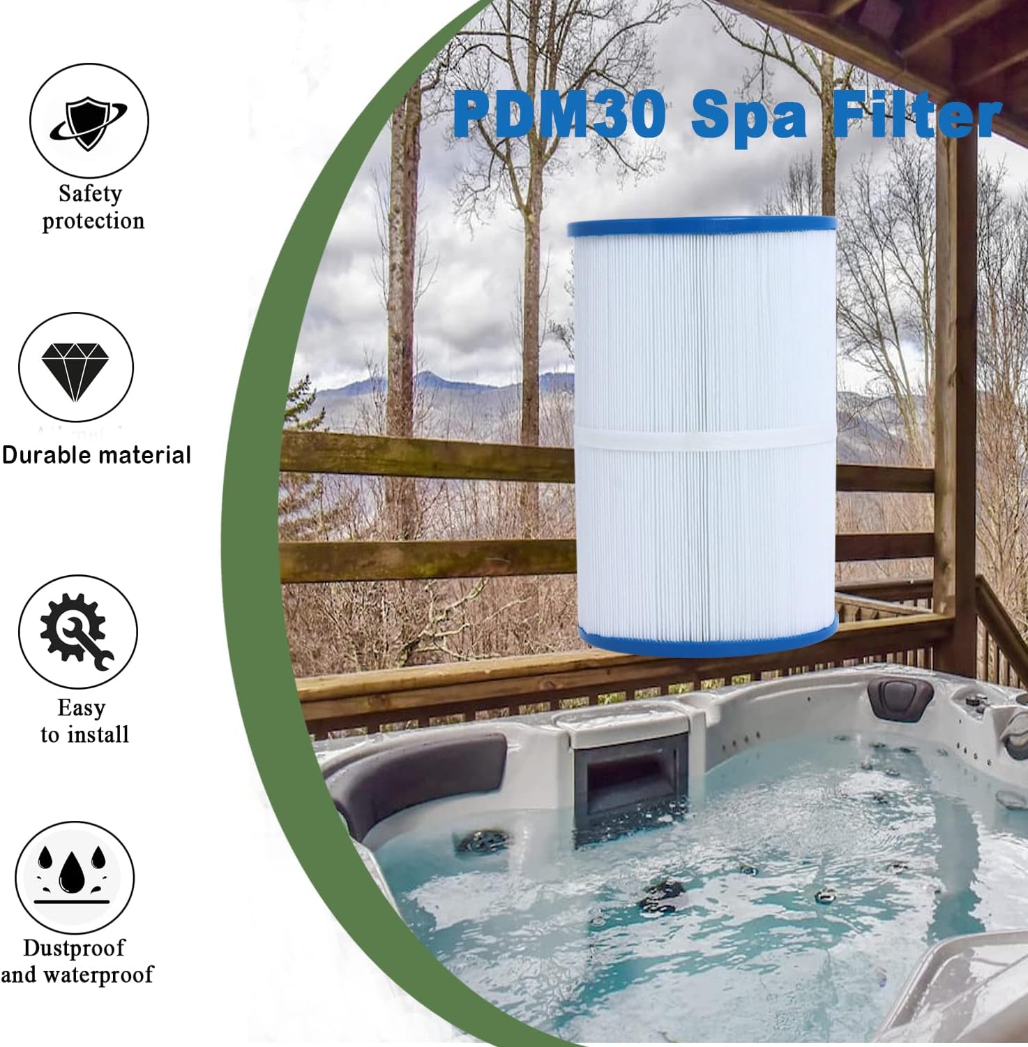 Ketofa ๐จ๐ฝ๐ด๐ฟ๐ฎ๐ฑ๐ฒ PDM30 Spa Filter, ๐ฃ๐๐ ๐ฏ๐ฌ Replacement Cartridge Oval Filter Compatible with Pleatco PDM30 Dream Maker Filbur FC9940 Hot Tubs Other 461269, 30 sq.ft - 2 Packs - Image 8