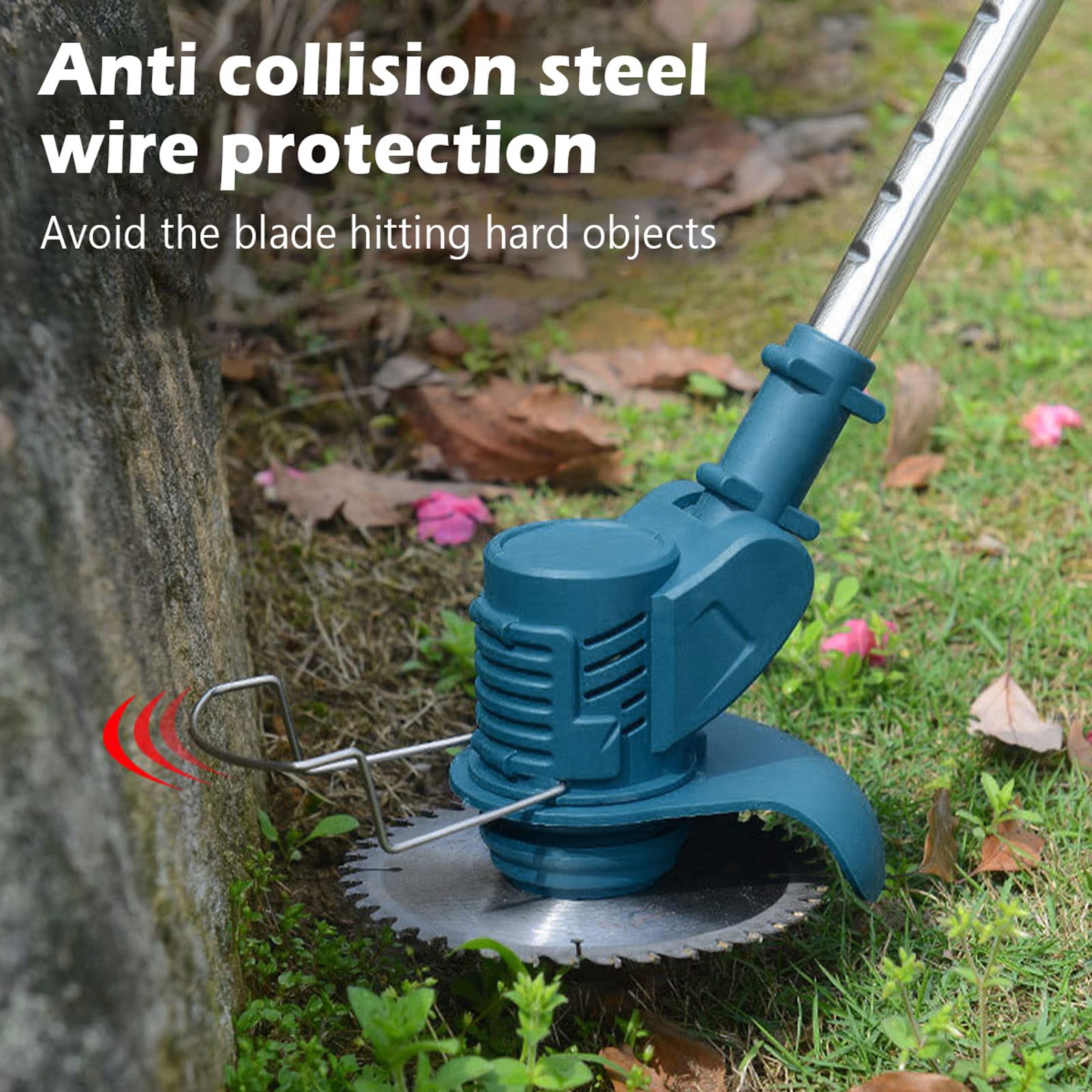 Inalámbrico Desbrozadora Recargable, 8 Cuchillas, Doble Batería 24W Cortacésped 10000g/Min Jardinería, Cortacéspedes, Cortacésped Multifunción con Mango Telescópico Apto para Recortar Césped