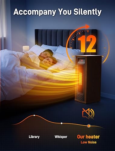 Miniatura 6 de Air Choice Calentador de espacio infrarrojo, calentador eléctrico portátil de 1500 W con control remoto y termostato, calentador de habitación de