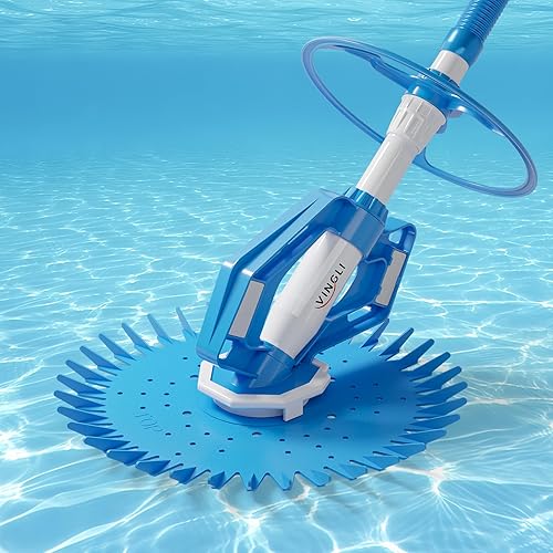 VINGLI Pool Vacuum Cleaner Automatic Sweeper Swimming Pool Creepy Crawler Vacuum with 33FT Hoses (Light Blue&White)