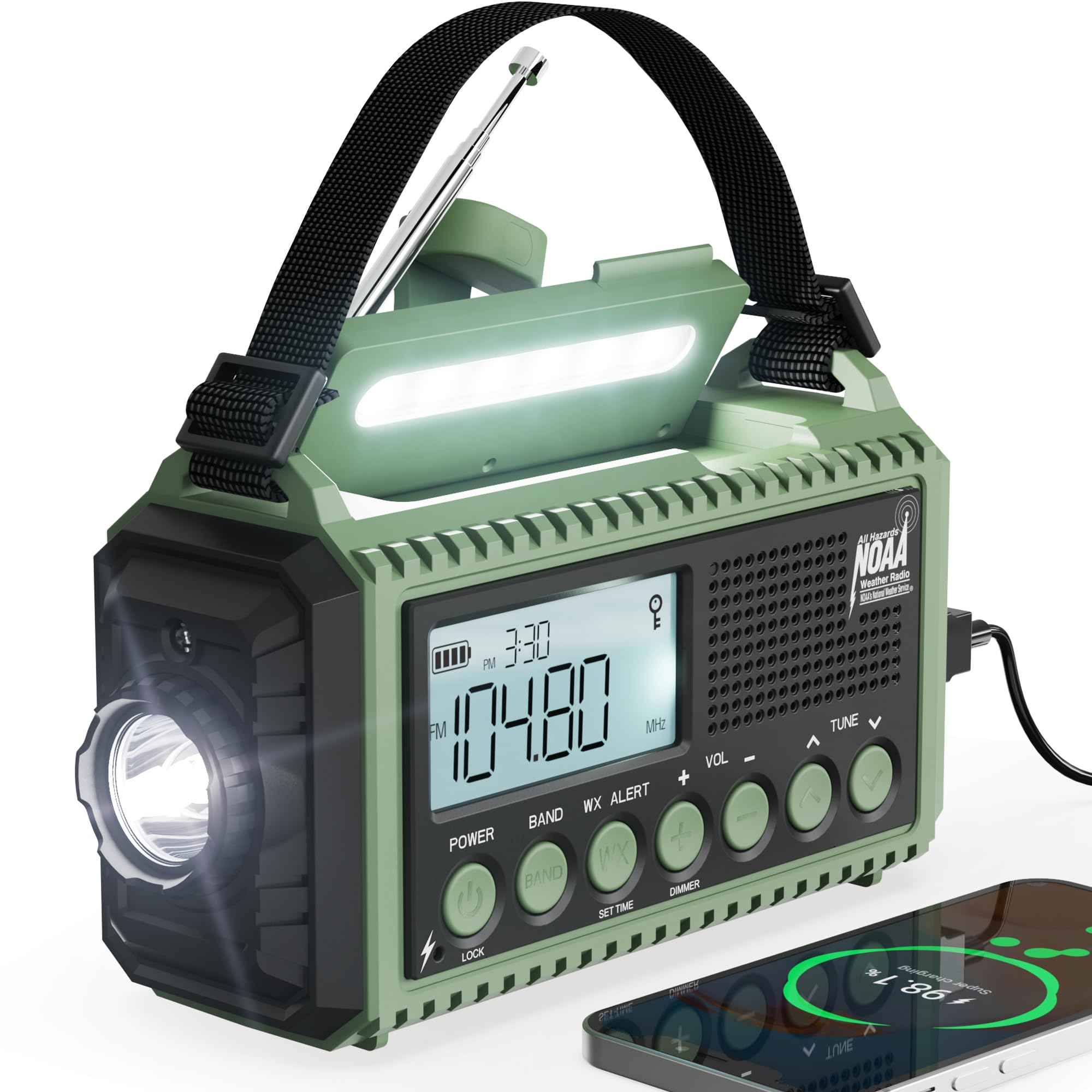12000mAh Emergency Weather Radio with AM/FM/NOAA/SW, SOS Battery Operated