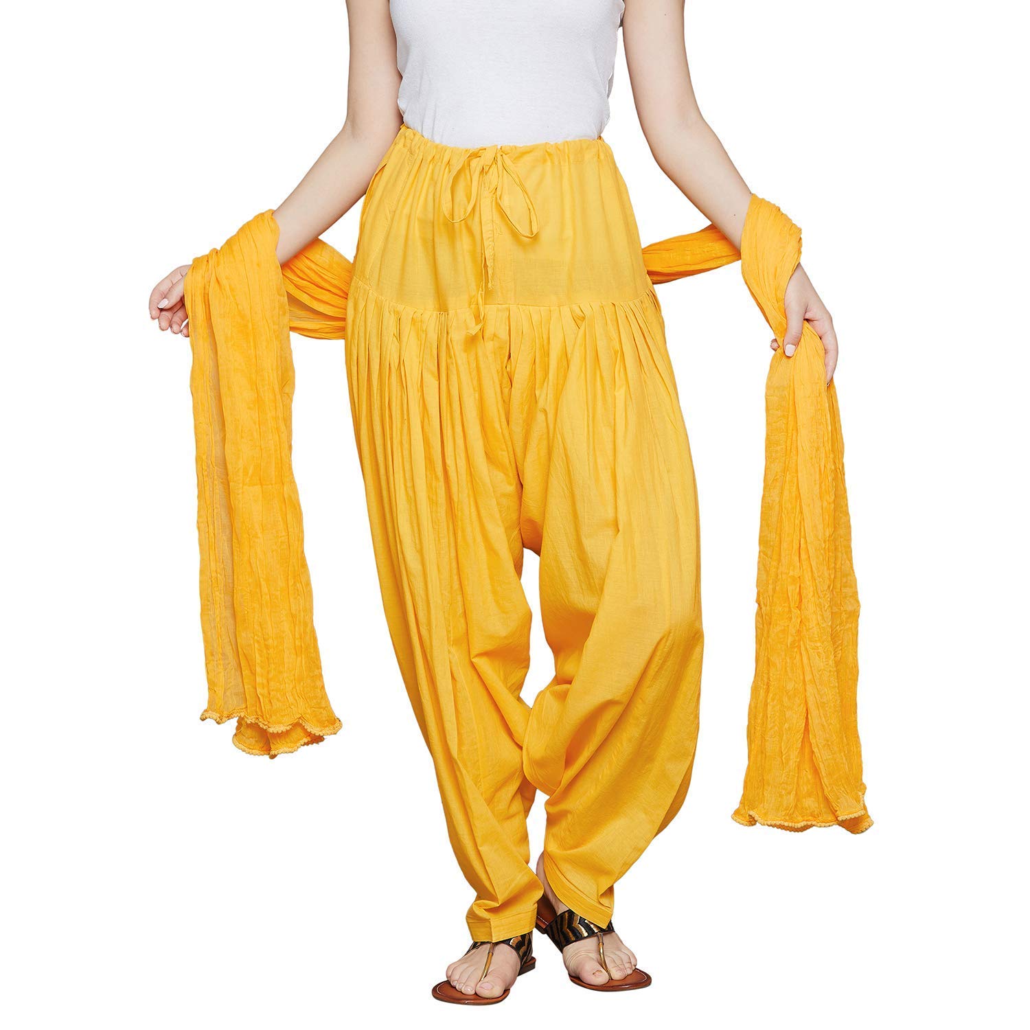 mango people BRANDAD FILTER PRODUCT'S Women's Readymade Patiala Salwar With Dupatta Set(Free Size, Yellow)-picture-34