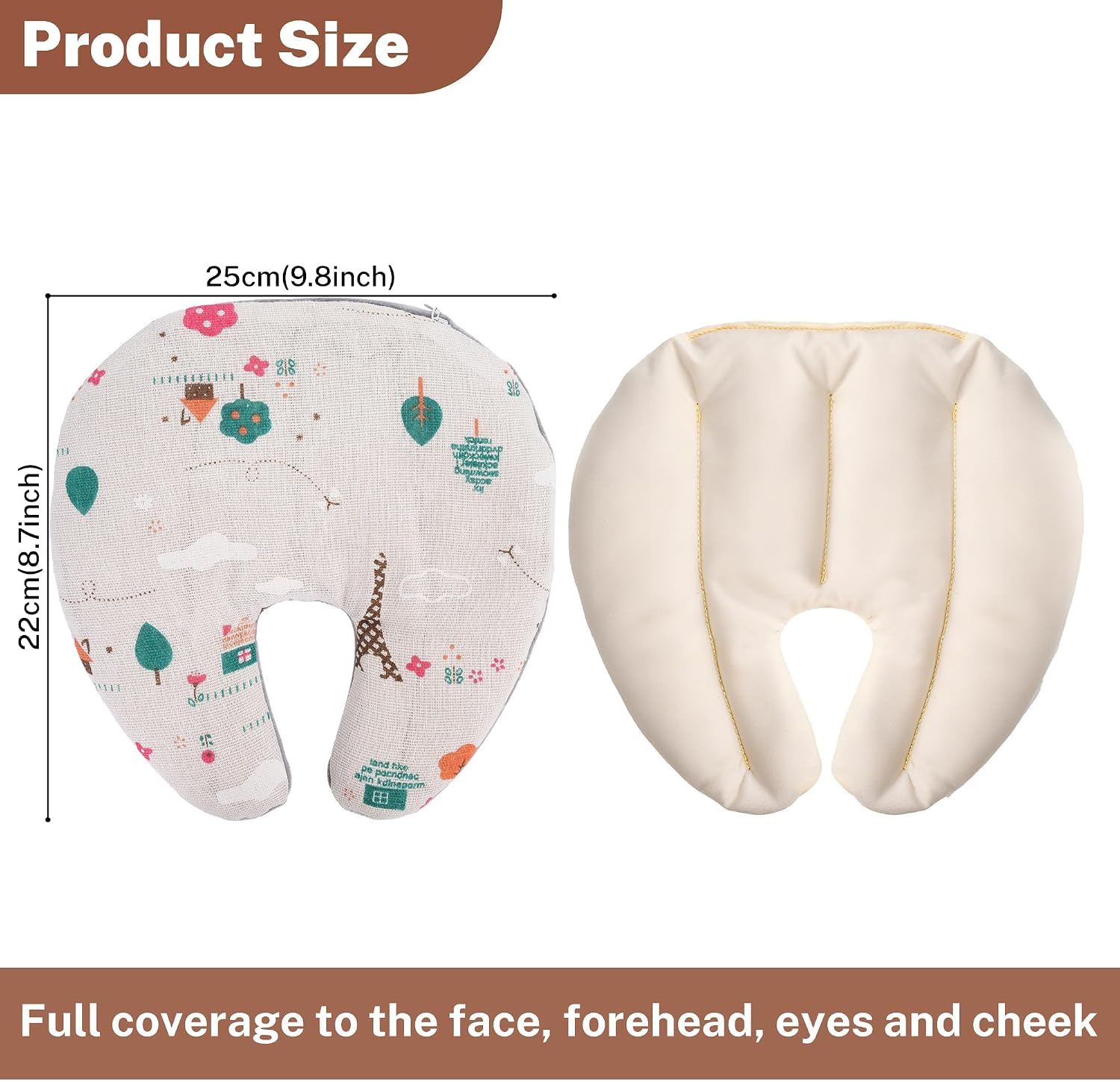 Facial Heating Pad Microwavable, Hot & Cold Therapy Face Compress with 100% Natural Flaxseed Filling, U-Shaped Design for Sinus Pressure Relief, Migraines & Headaches, Removable Washable Cover