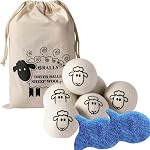 Boules de séchoir en laine, 8-Pack, Blanc, assouplissant de blanchisserie réutilisable et détachant les cheveux des animaux (2.4in(Boîte de 6)+2 Pcs Hair Removers)