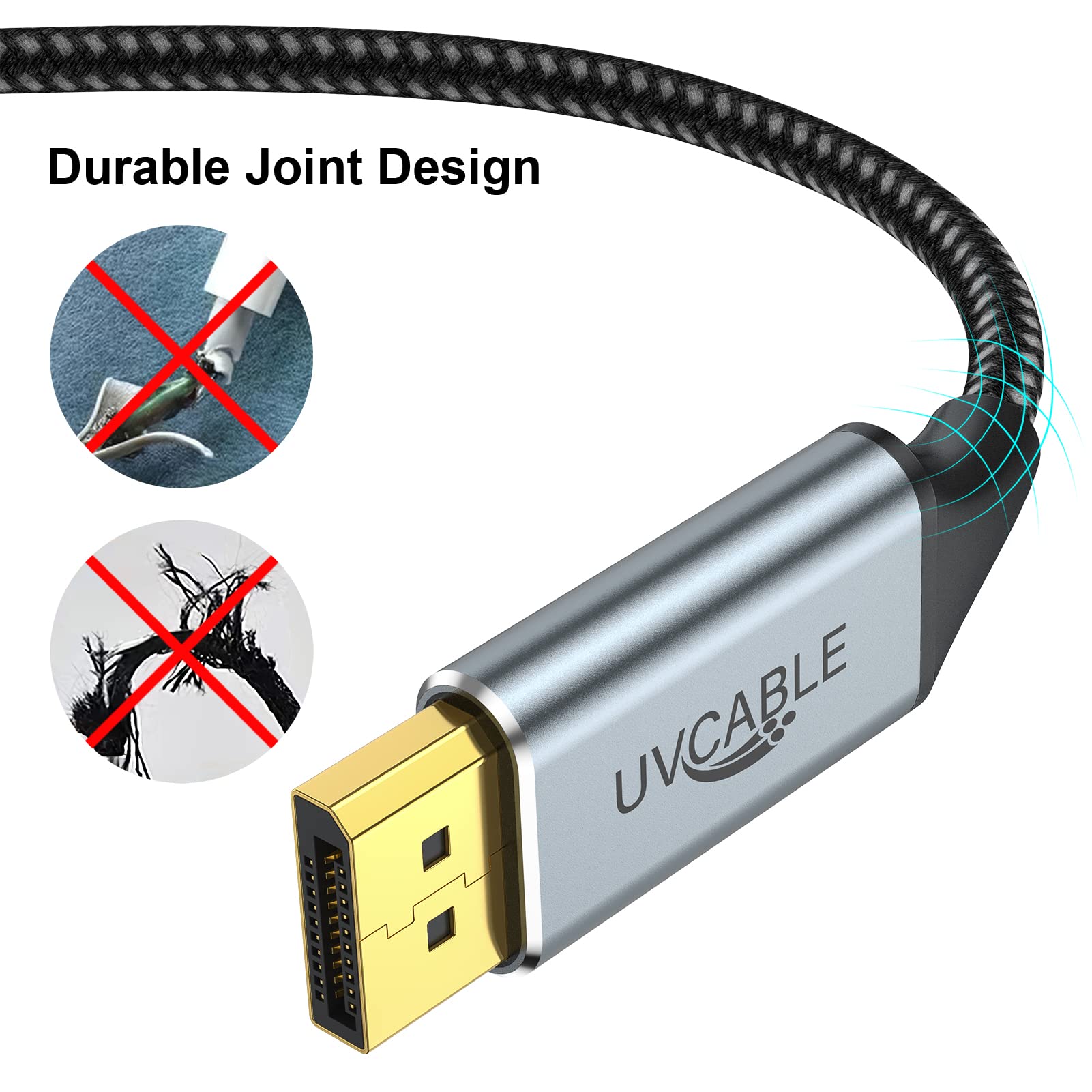 Cavo DisplayPort da 1,8 m, confezione da 10 cavi DP 2K a 165 Hz, 144 Hz, 4 K a 60 Hz, cavo per display ad alta velocità placcato oro 144 Hz, per docking station, monitor da gioco, scheda grafica, TV,