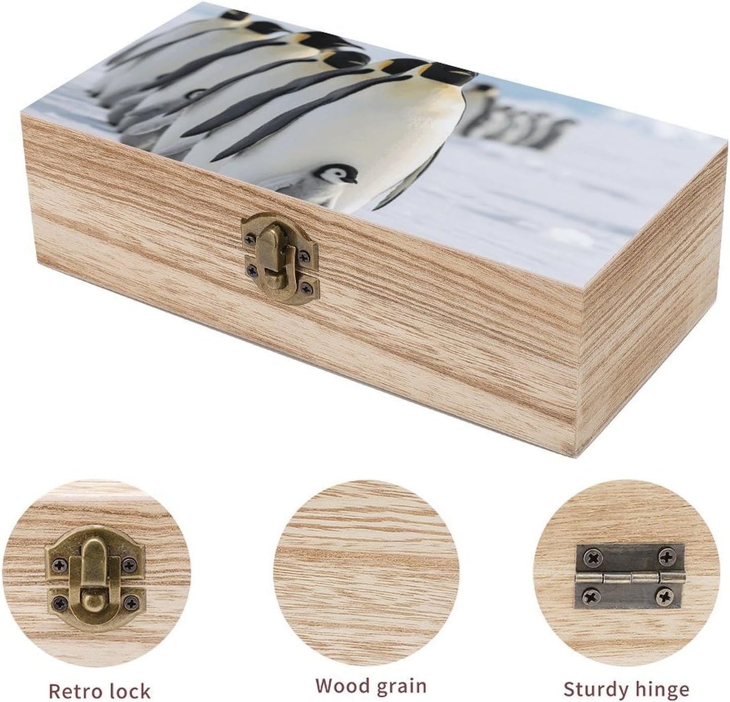 A Group of Penguins Wooden Gift Boxes Memory Box for Keepsakes image 3