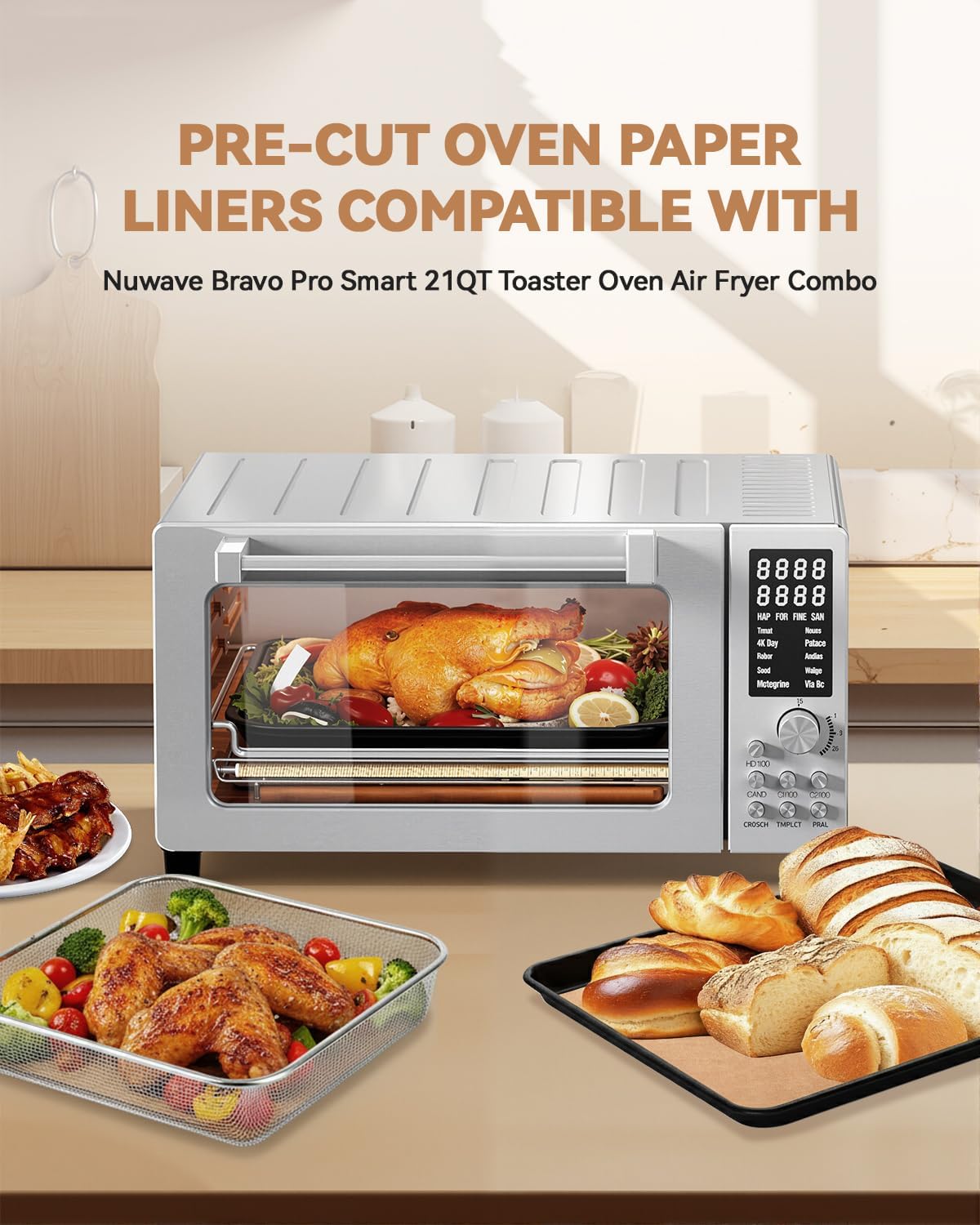 125PCs Air Fryer Paper Liners Compatible with Nuwave Bravo Pro Smart 21QT