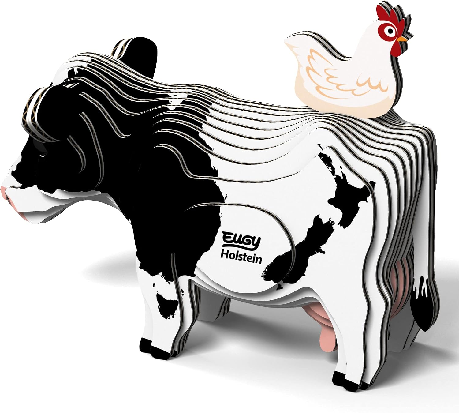 EUGY Holstein Cow 3D Puzzle, 31 Piece Paper Craft Kit for Kids 6+ | Screen Free Build, Finishes In About 30 Minutes, Pre Cut Parts, No Scissors Needed, Fun Facts Card, Stands As Shelf Decor