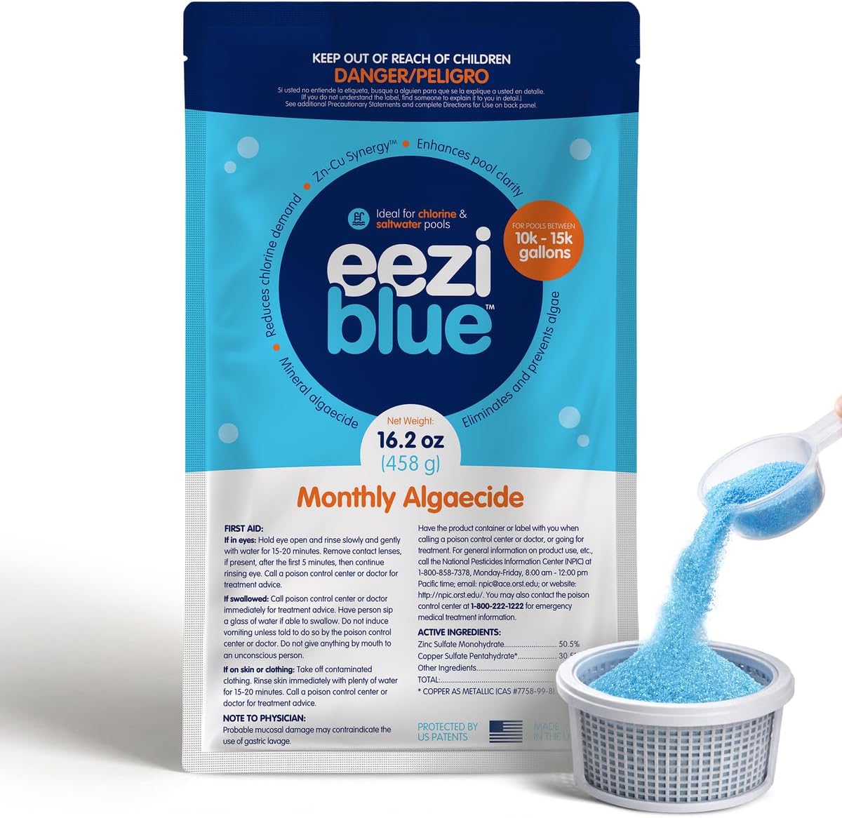Monthly Algaecide for Swimming Pool, Pool Algaecide for Inground Pool & Above Ground Pool - Effective Monthly Treatment to Prevent Algae Growth for Pools Between 10,000 and 15,000 Gallons