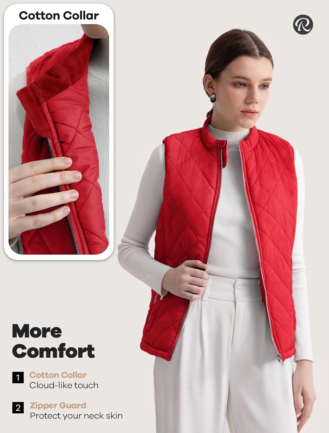 Women's Vest, Quilted Puffer Water-Resistant Zip With Pockets - Image 4