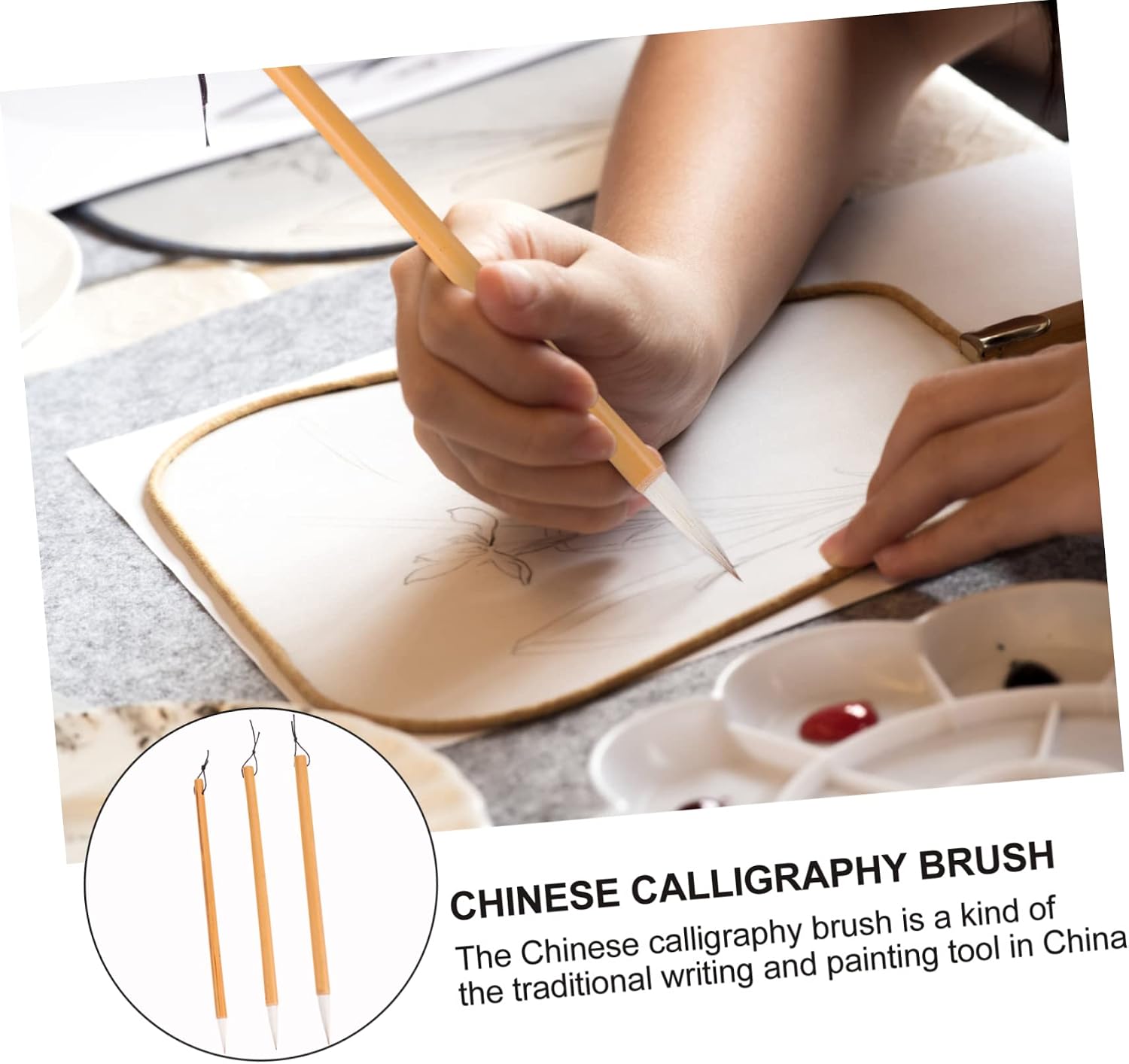 NUOBESTY 15sets Chinese Calligraphy Brush Pen 3 Sizes Sumi Brush Handwriting Practice Easy to Present for Family Friends 3pcs*15