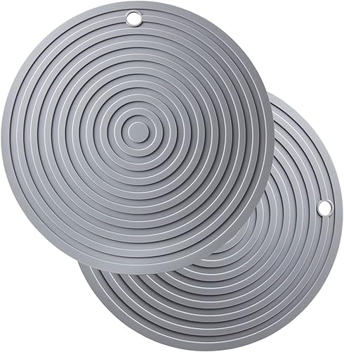 Vista 11 de Smithcraft Salvamanteles de silicona para platos calientes, ollas y sartenes, diámetro de 9.45 pulgadas, resistente al calor, almohadillas calientes