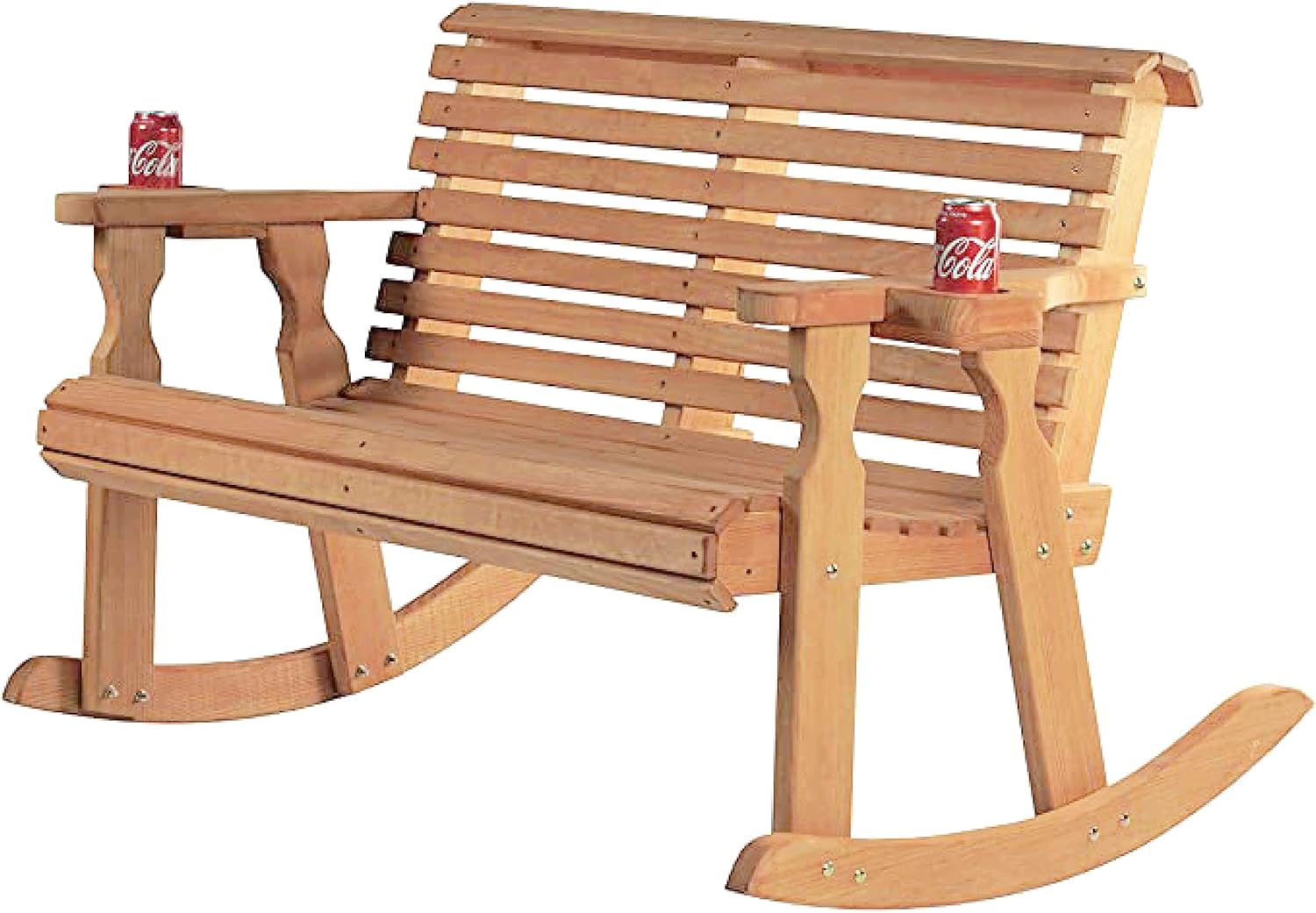 Amish Casual Heavy Duty 800 Lb Roll Back Pressure Treated Double Rocker with Cupholders (Semi-Solid White Stain)