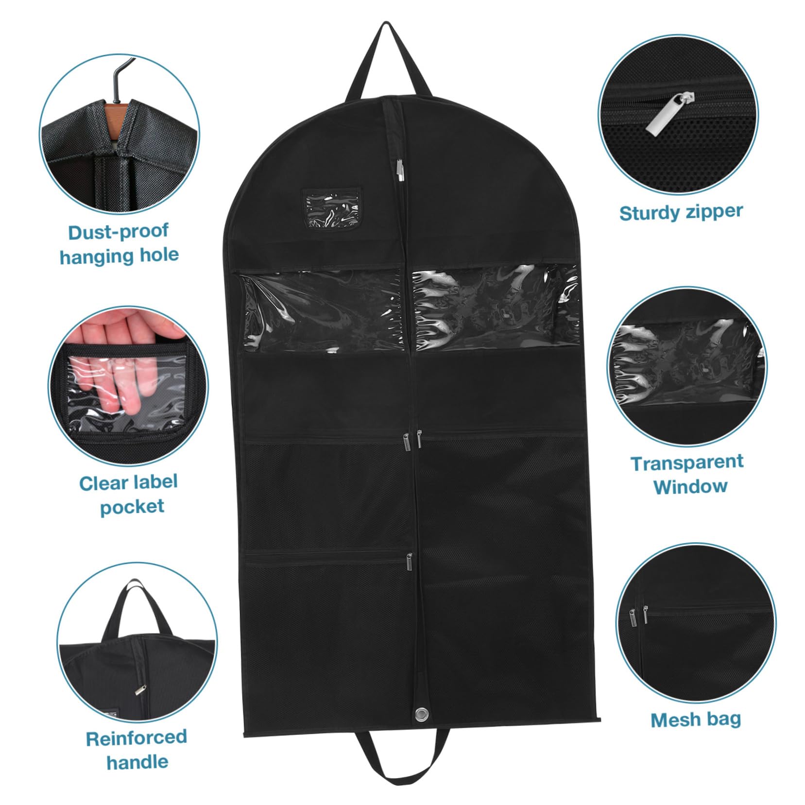 Kleidersack Peva 110cm Reisekleidersack Mit Reißverschluss Transparentem Sichtfenster Und Netztaschen Zur Aufbewahrung Für Anzüge Und Kleider