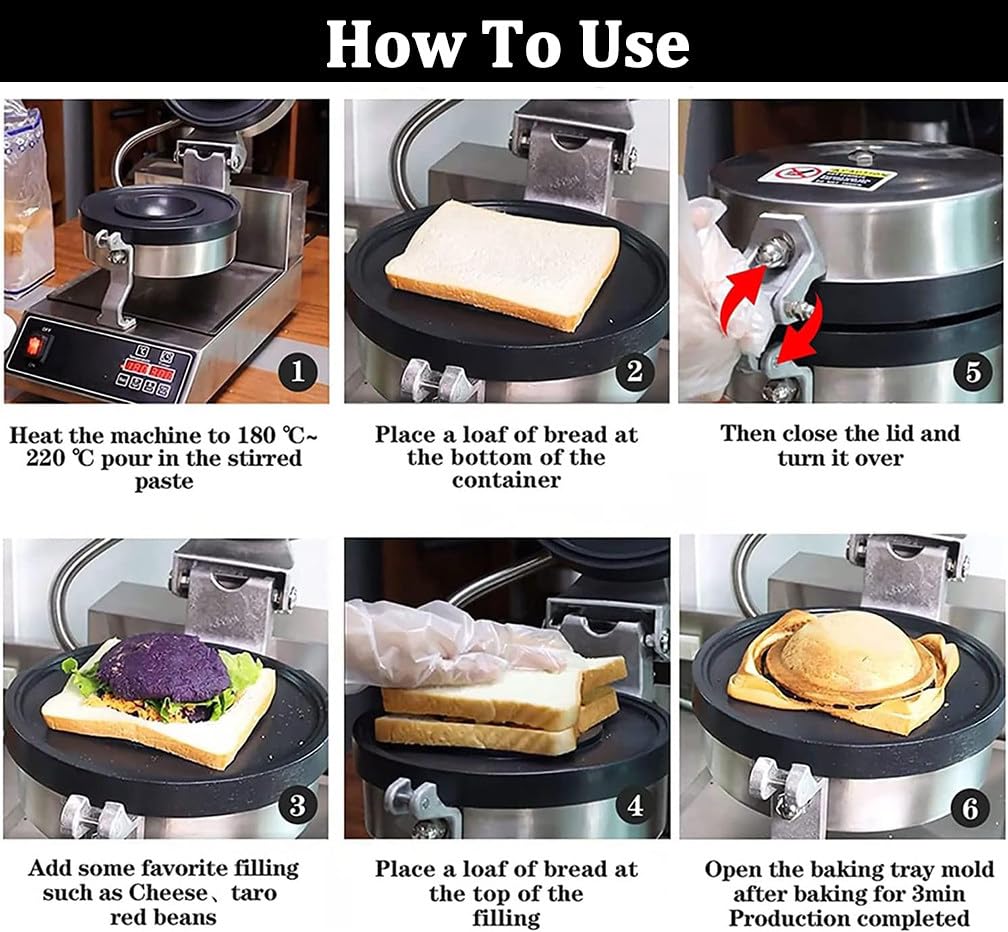 Macchina per Waffle Commerciale per Hamburger, Attrezzatura per Negozi di tè al Latte per la Colazione, Macchina per Waffle Bubble Egg, Controllo della Temperatura, Riscaldamento bifacciale