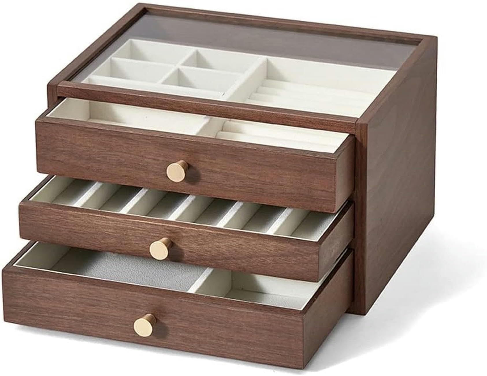 Boîte à bijoux avec couvercle en verre idéale pour coiffeuse moderne