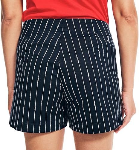Miniatura 4 de Nautica Pantalones cortos de algodón de tiro medio para mujer, verano 5 azul, azul, azul marino (Navy Seas Blue)