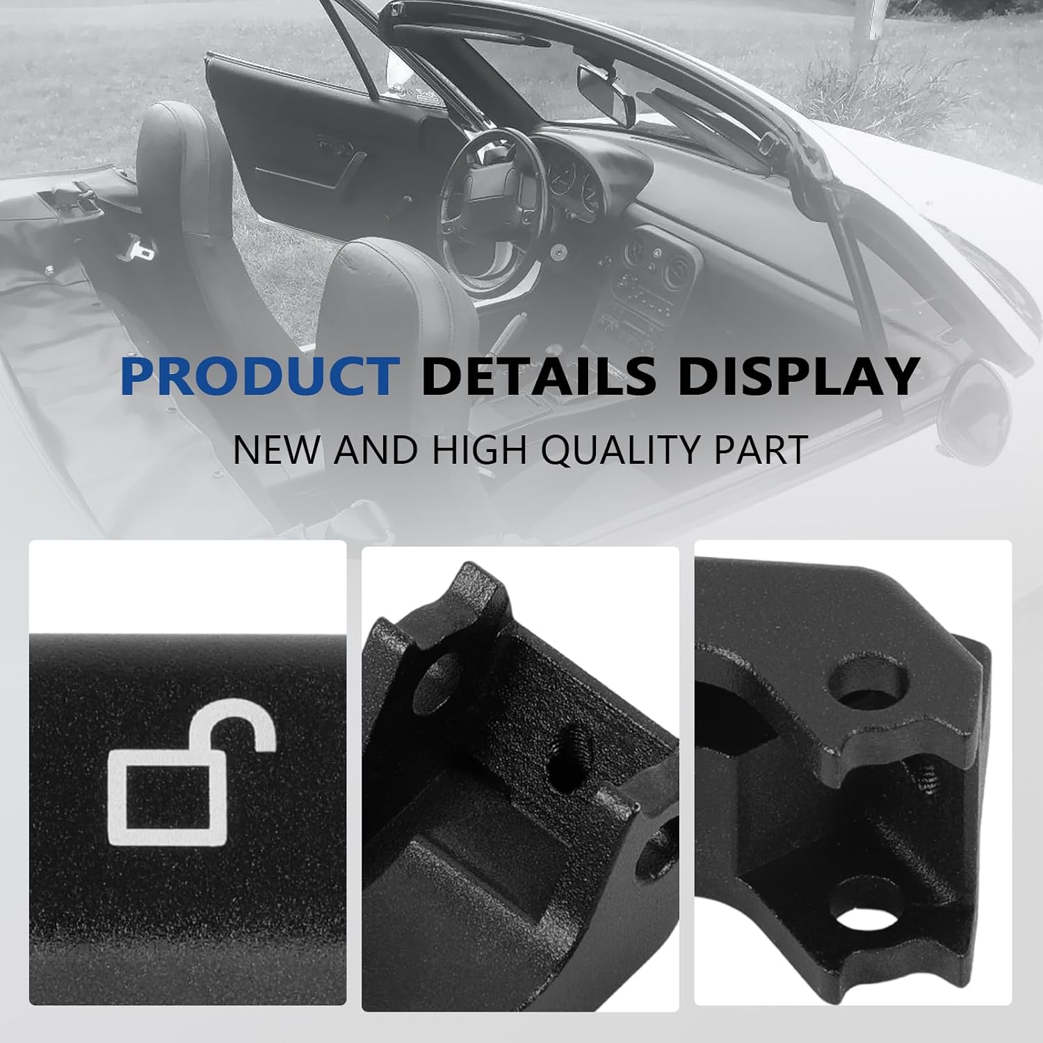 Left Right Convertible Soft Roof Latch Lock Top Latch Repair Kit Compatible with 1990-2005 Miata 1.8L L4 Aluminum Soft Top Roof Latch Lock Rebuild Kit (Black)