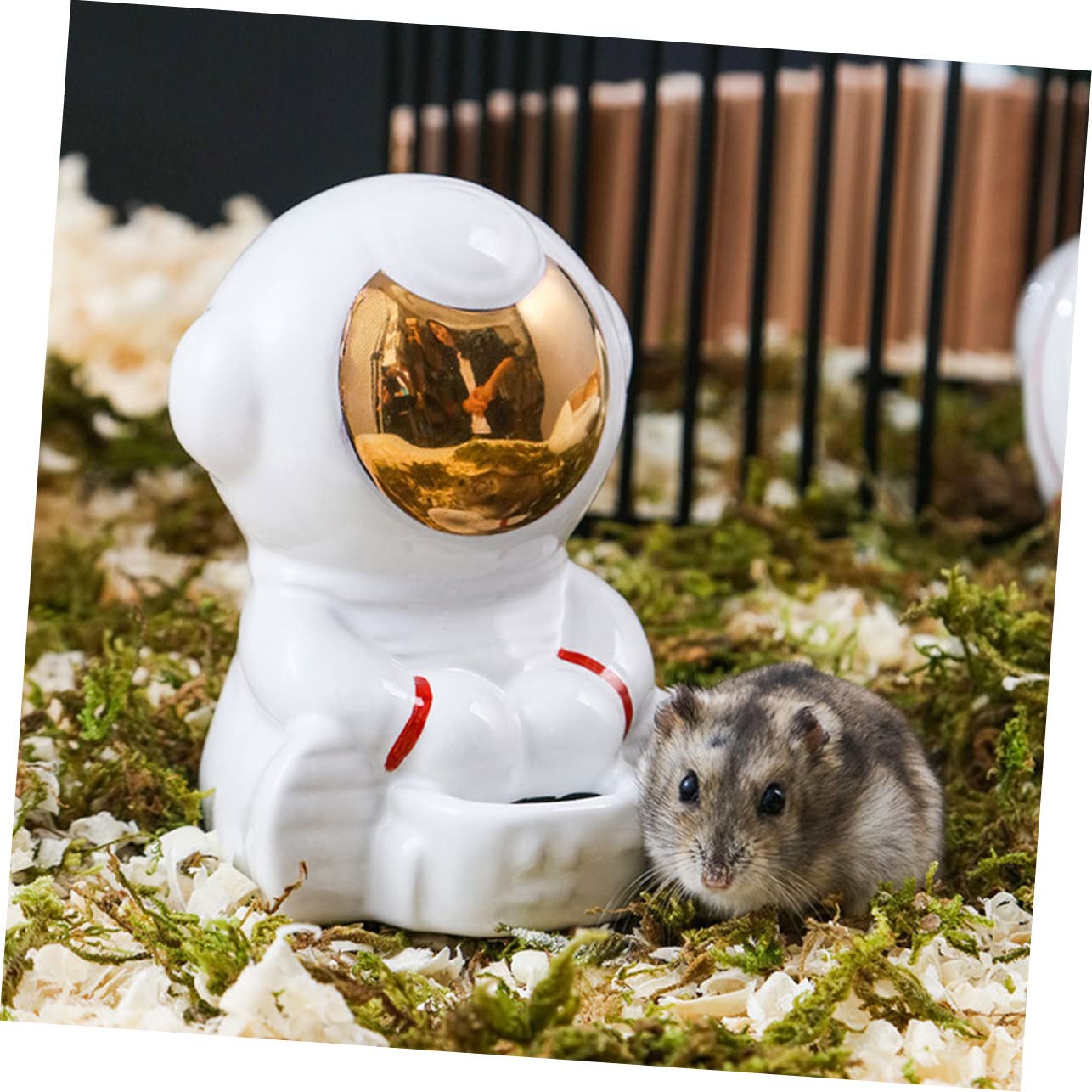 1juego Comederos y Refugio para Hámster Temática Espacial Cuenco Cerámico Baño De Cerámica y Escondite para Chinchillas para Hámsteres y Mascotas Pequeñas